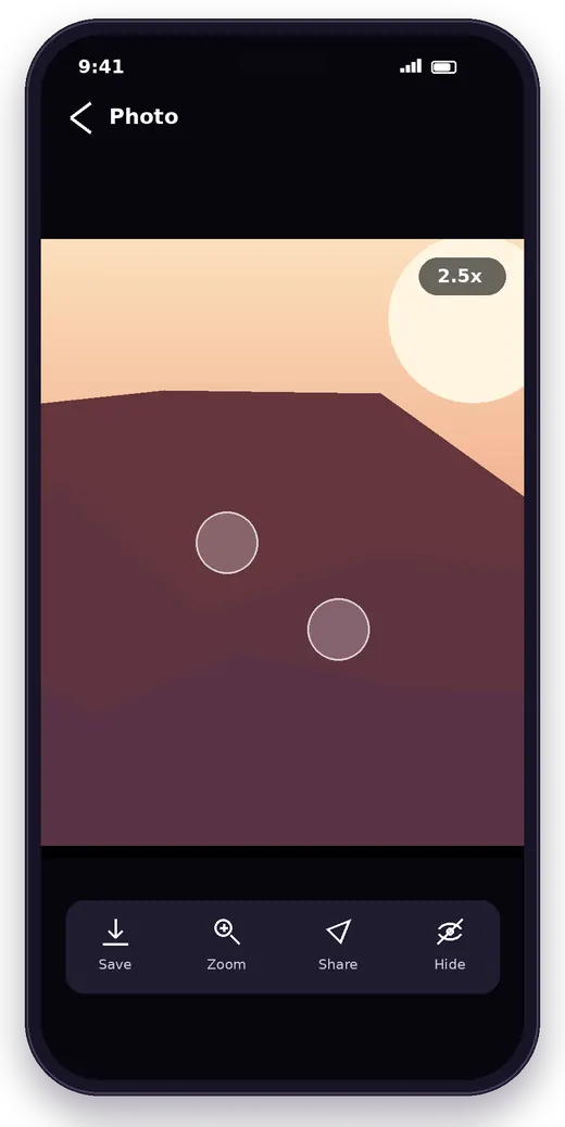 Insta Pro photo viewer with zoom and save options